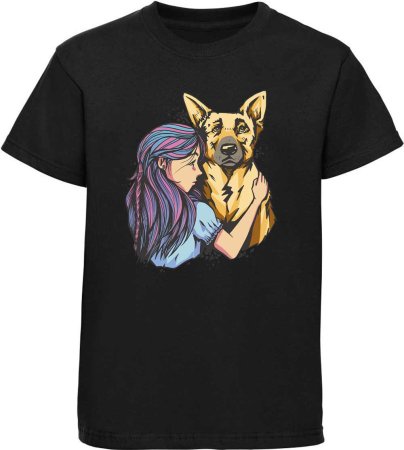 Kinder T-Shirt Schäferhund mit Mädchen